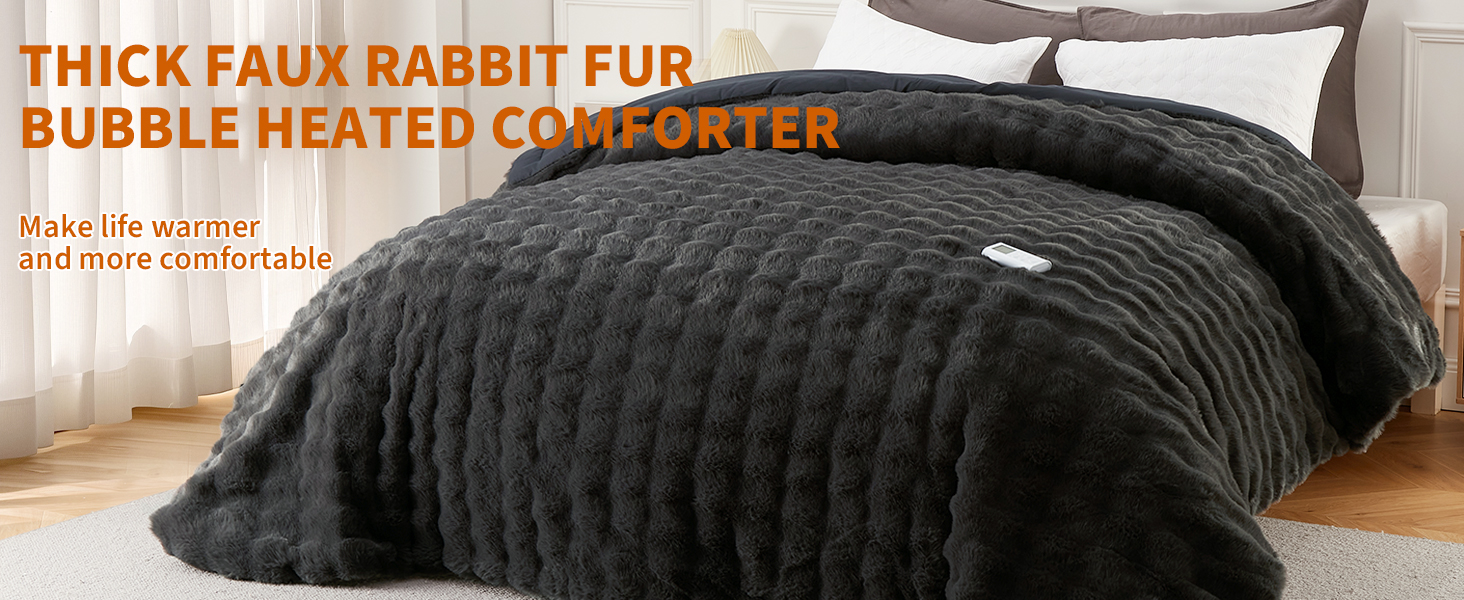 FAUX FUR HEATED COMFORTER