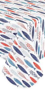 Fish Vinyl Flannel Backed Tablecloth