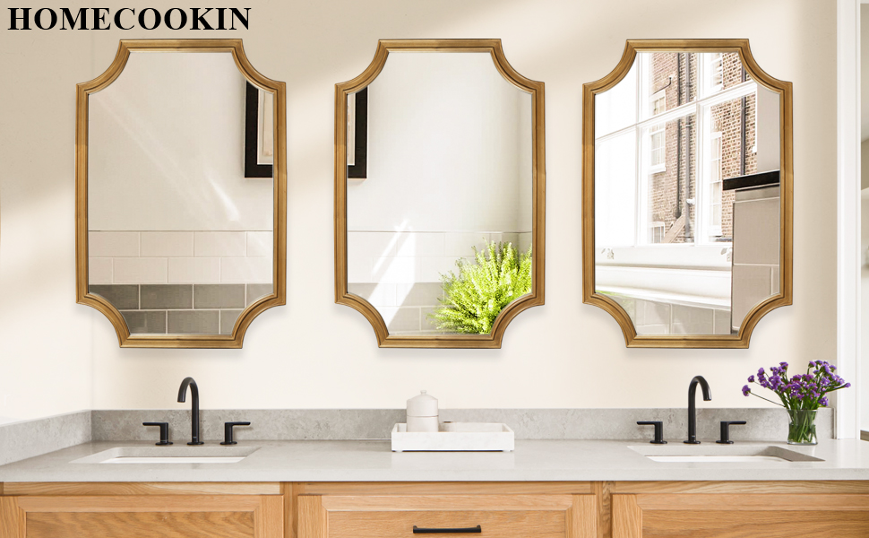 Bathroom Mirrors for Wall, Full Scalloped Corners Corner