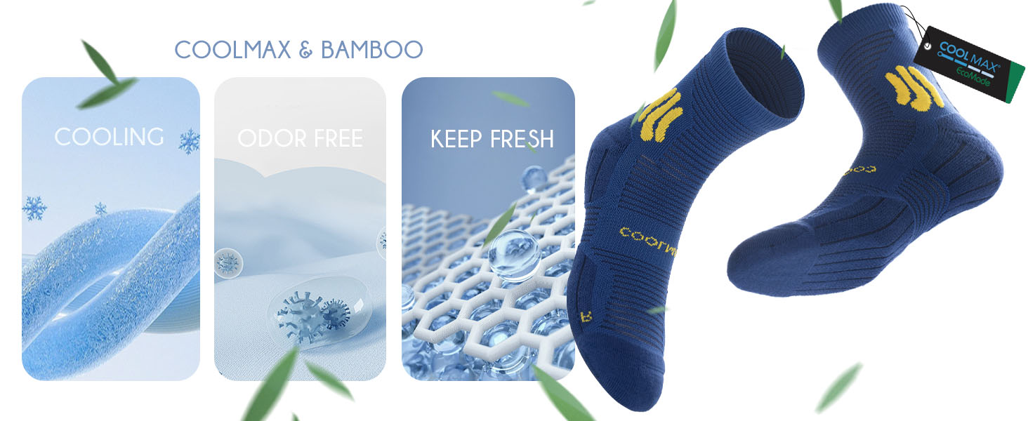 BRISIRA Coolmax Bamboo Viscose Compression Running Socks