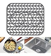 GUUKIN Folding Non-slip Silicone Sink Mat Grid, 13 5/8" x 11 5/8", Stainless Steel & Porcelain, 3...