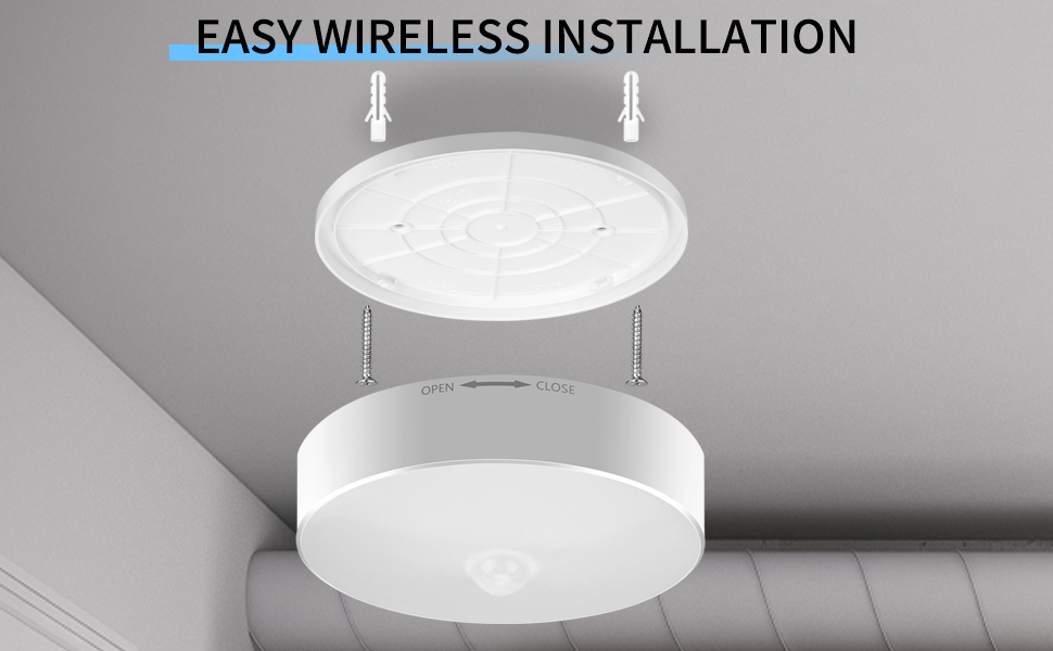 Youtob Battery Powered Motion Sensor Ceiling Light, Battery Operated