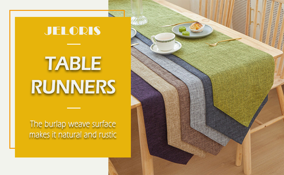 Burlap Farmhouse Cotton Linen Table Runner, Rustic Woven