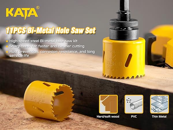 SE08 OSADA オサダ KATA 11 Pieces M42 Bi-Metal Hole Saw Set, High Speed Steel