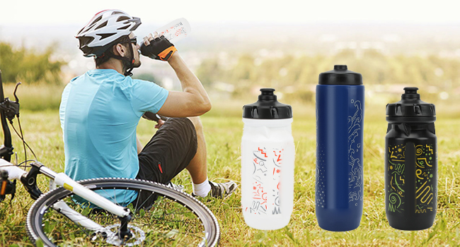 Sports Water Bottle, 550ml Mountain Bike Plastic Insulated Squeeze Water Bottle