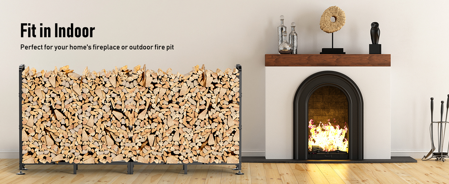 8FT Firewood Rack Outdoor with Cover