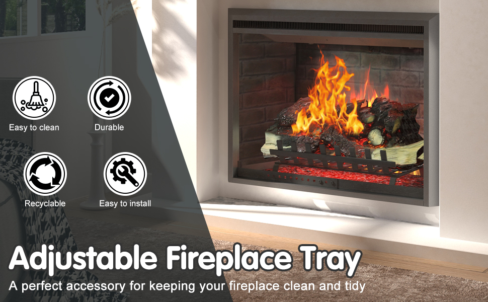 Air Jade Expandable Fireplace Tray, Galvanized Steel Ash