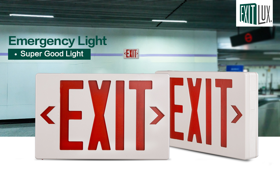 EXITLUX 1 Pack Red Led Exit Sign with Emergency Lights with