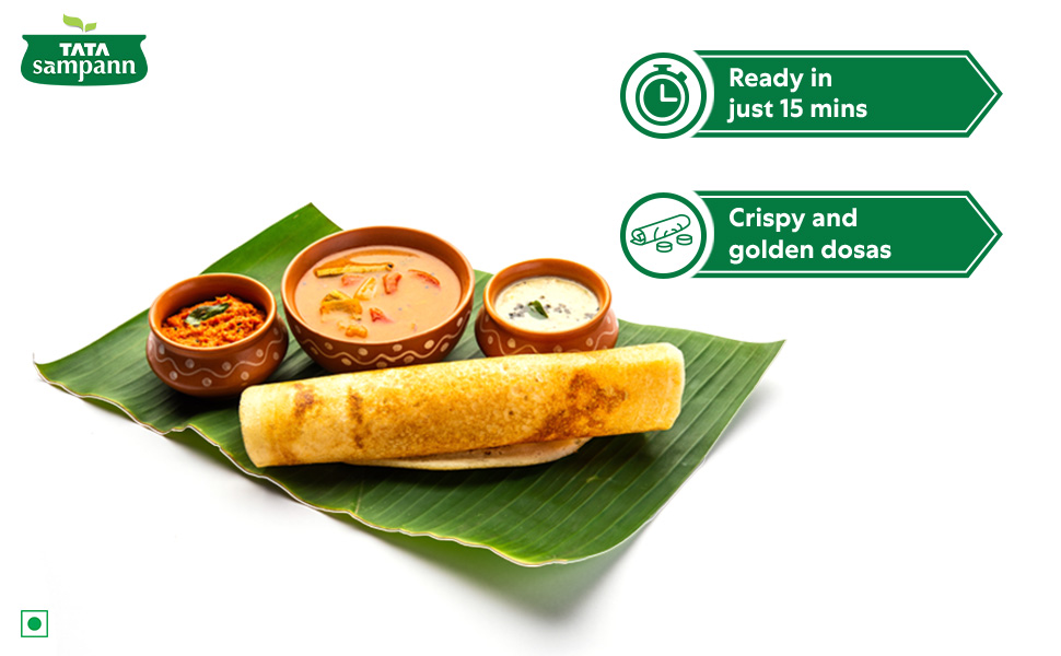 Tata Sampann Fibre Rich Dosa Mix, Ready to Cook Breakfast Mix, Ready in 15 Minutes, Golden