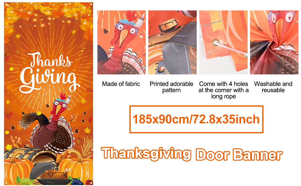 Thanksgiving Door Banner Decorations, Happy Thanksgiving