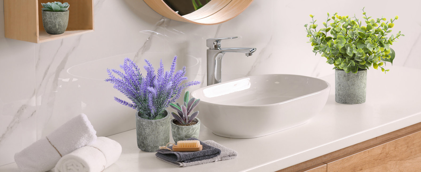 ALAGIRLS 4 Packs Fake Plants Small Artificial Plants for