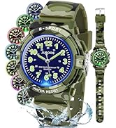 Juboos Kids Watch Analog with 7 Colorful Night Lights Boys Girls Waterproof Soft Strap Kids Time ...