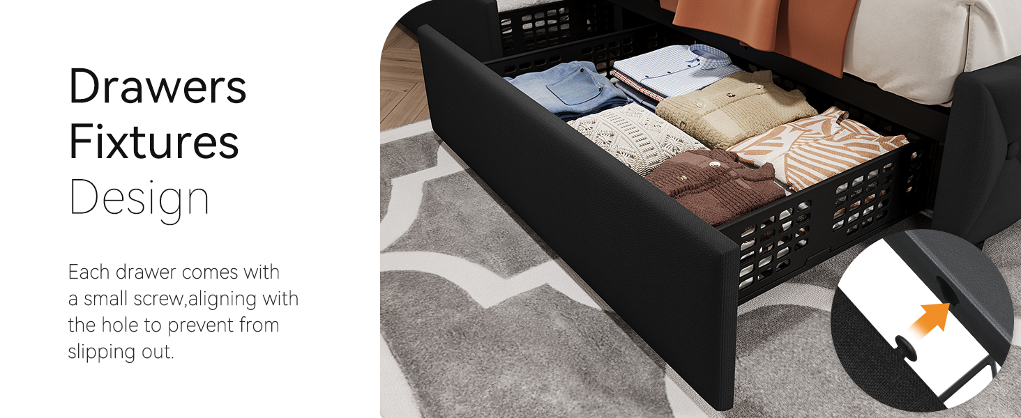 IDEALHOUSE King Size Bed Frame with 4 Storage Drawers