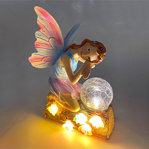 solar fairy angel elf girl garden statue outdoor yard lawn decor garden sculpture light gift