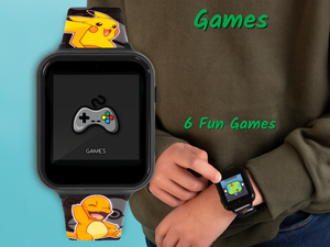 Text shows 'Games'. Gaming-related imagery showing yellow cartoon character icons and interface elements on screen.