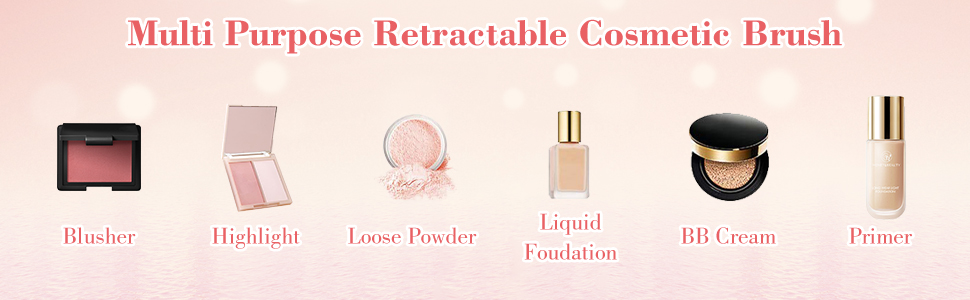Multi purpose retractable cosmetic brush