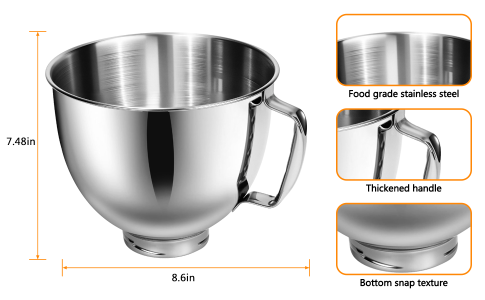 KitchenAid ステンレスボウル　K 45 5 Quart Stainless Steel Bowl for Tilt Head Stand Mixer (Fits