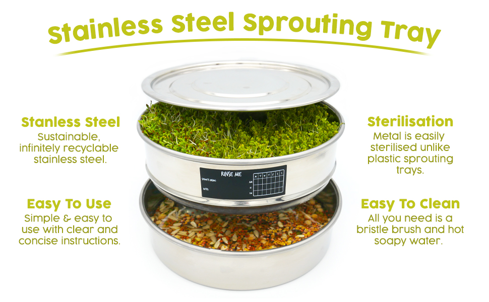 Stainless Steel Seed Sprouting Tray 3 Piece Stackable