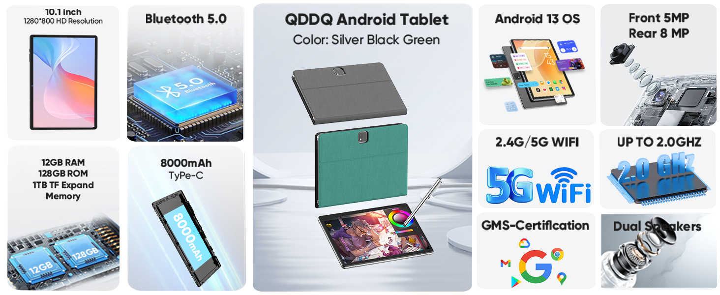 Amazon.com : Android Tablet with Keyboard, Android 13 Tablet, 12(6+6 ...