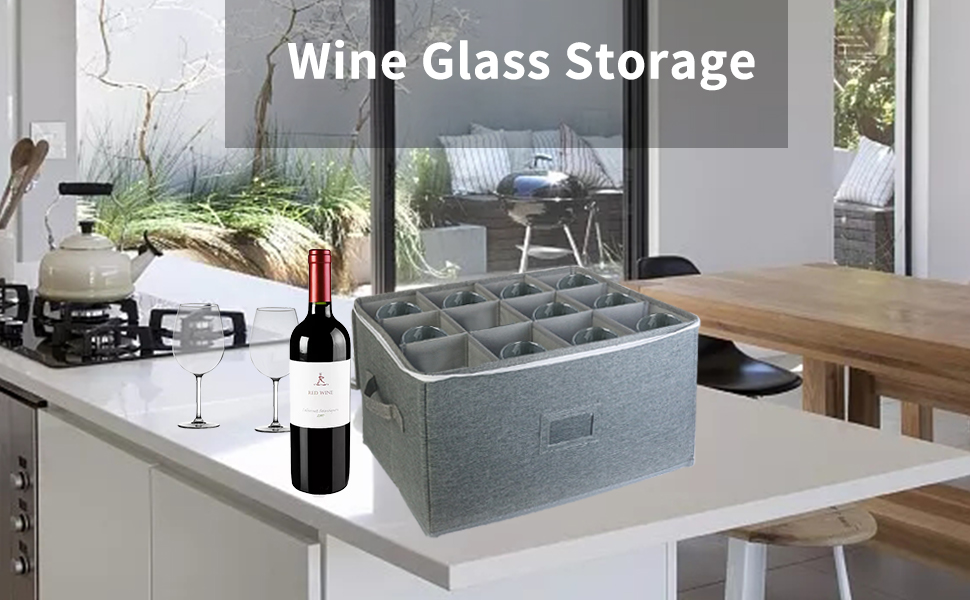 Wine Glass Storage Cases, Stemware Storage Chest Boxes with