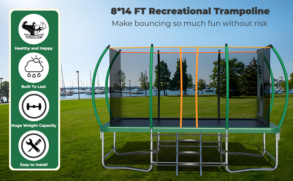 Lyromix 14FT Outdoor Rectangle Trampoline for Kids and