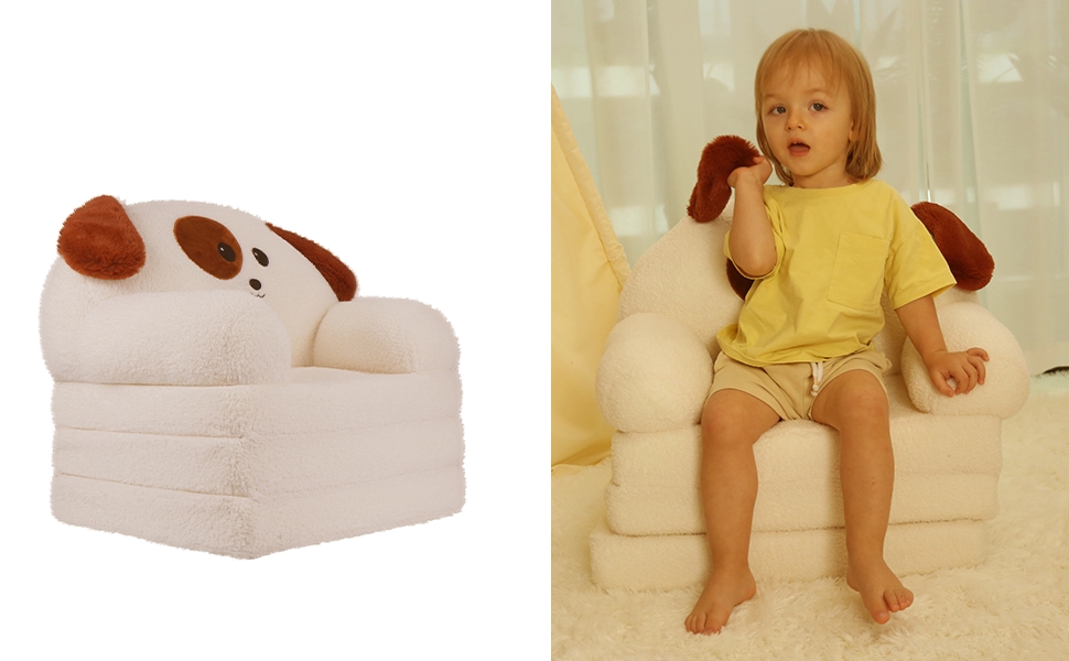 MOONBEEKI Comfy Toddler Chair, Kids Couch Fold Out to Lounger, Foldable Baby Sofa