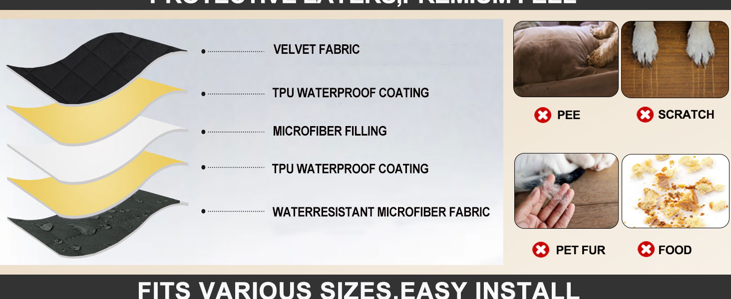 black ottoman cover square 5 layer