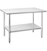 Chingoo Stainless Steel Table 24 x 48 x 34 Inches Food Prep Tables for Commercial Kitchen Heavy D...
