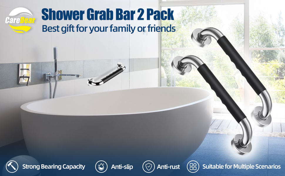 2 Pack 12 inch Handicap Grab Bars,Bathroom Grab Bars for