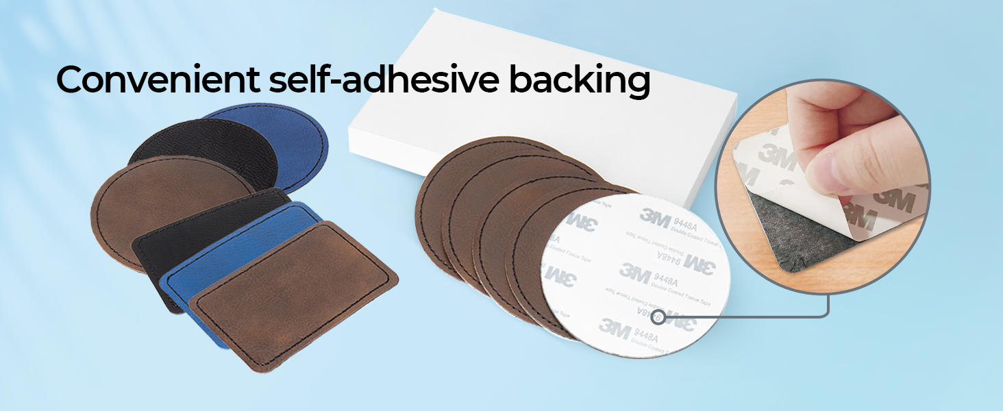 Laserable Leatherette Round Patch, 3" x 3" Self Adhesive