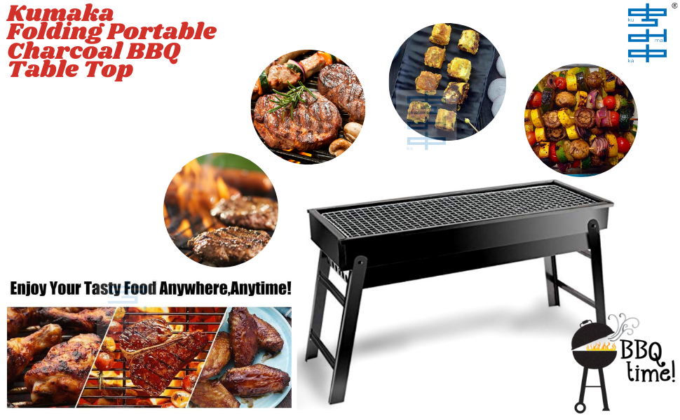 Kumaka Folding Portable Charcoal BBQ Table Top Steel Barbeque Table Camping Outdoor Garden Grill