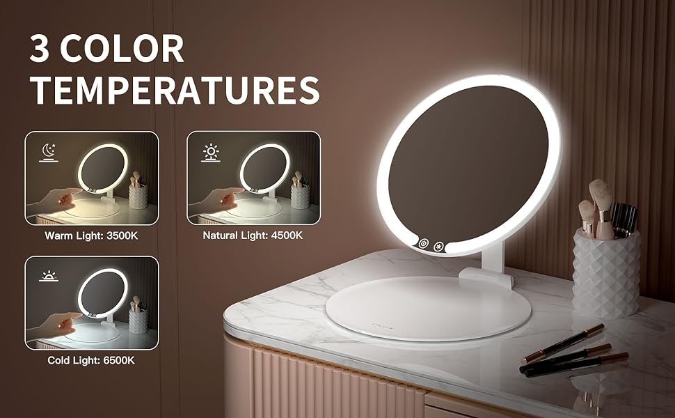 Beautifive LED Travel Lighted Makeup Mirror with Hall Sensor, 3 Colors