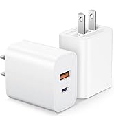 USB C Wall Charger Block, 2-Pack Dual Port PD Power Adapter Fast Charging Block Compatible with i...