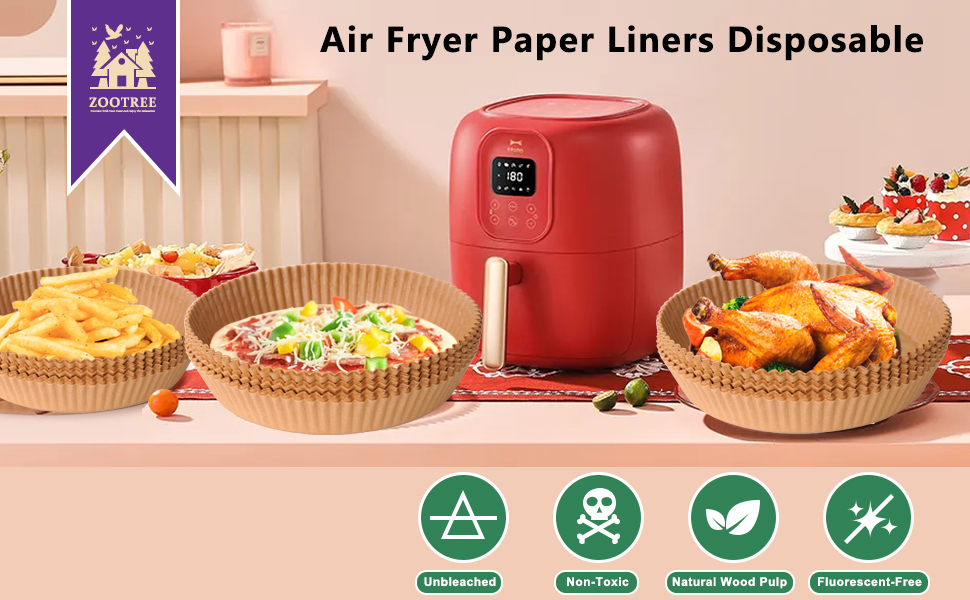 Air Fryer Paper Liners Disposable, 100Pcs Parchment Paper for Baking