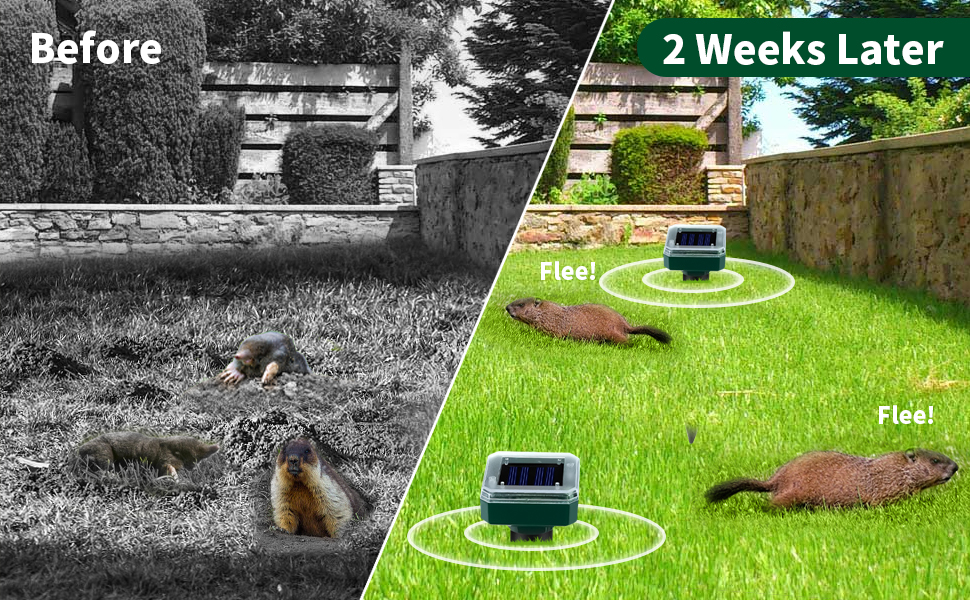 uollukoer Solar Mole Repellent Snake Repellent 4 Pack