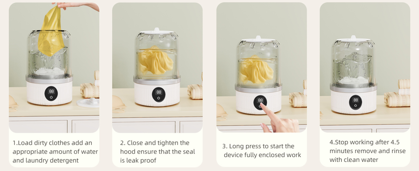 Portable Mini Washing Machine for Underwear, Socks, Baby Clothes – Rechargeable Cordless Compact Washer for Small Loads, Travel & Dorm Use – USB Charging Laundry Machine for Home, Apartment, RV 22 1