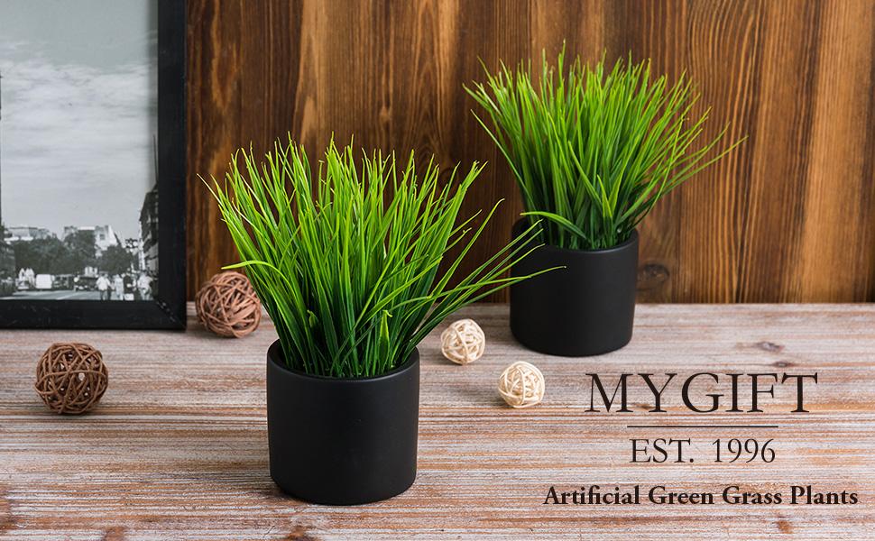 MyGift Tabletop Artificial Grass Plants Decorative Faux