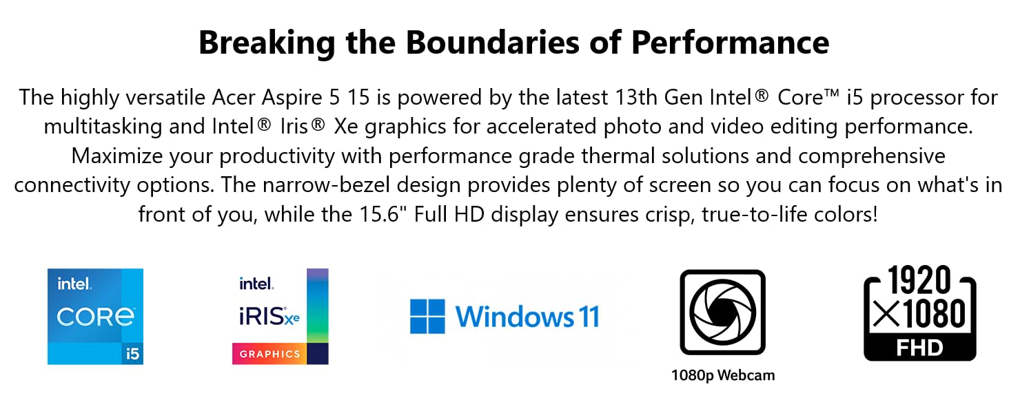acer aspire 5; Everyday Laptop; Multitasking Laptop; 13th Gen Intel Laptop; Windows 11; Home Laptop