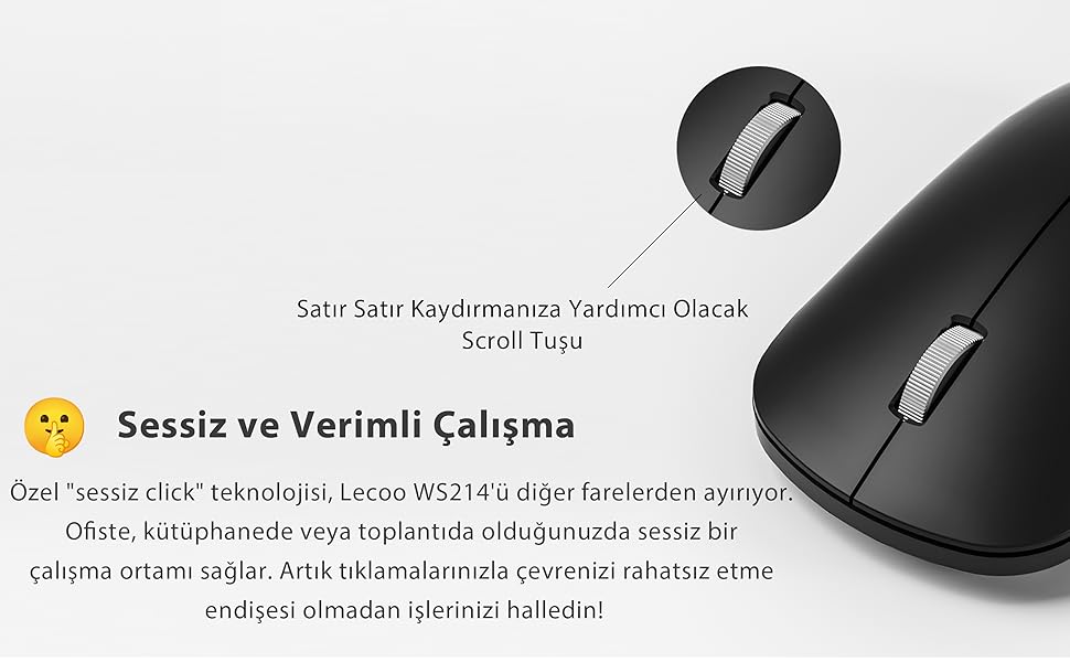Lecoo WS214 Kablosuz 1200DPI 3 Tuşlu Optik Mouse Turkuaz