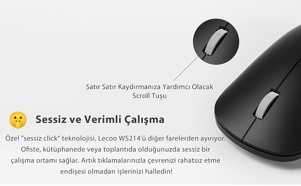 Lecoo WS214 Kablosuz 1200DPI 3 Tuşlu Optik Mouse Turkuaz