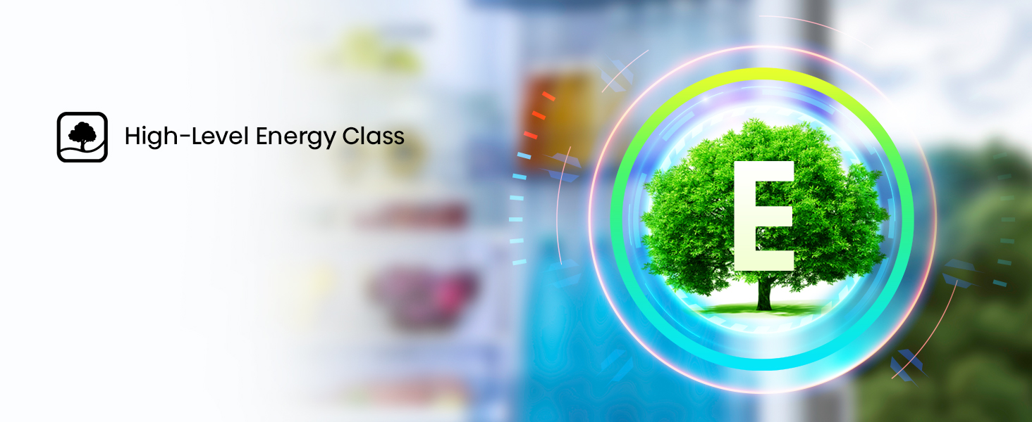 The Hisense E Class refrigerator consumes up to 47% less energy than an F Class product.