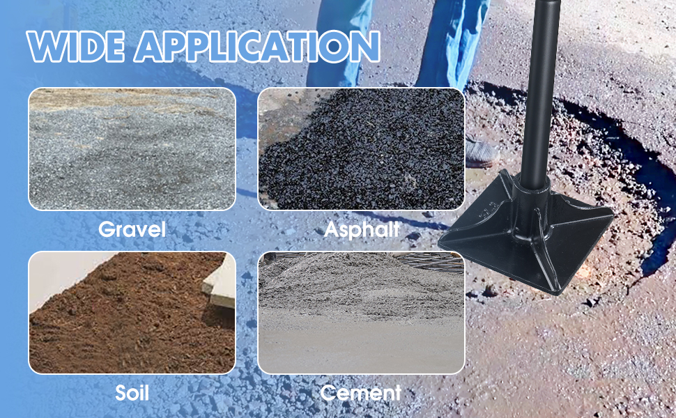 Steel Tamper 8"x8", Heavy Duty Ground Tamper Tool with 59