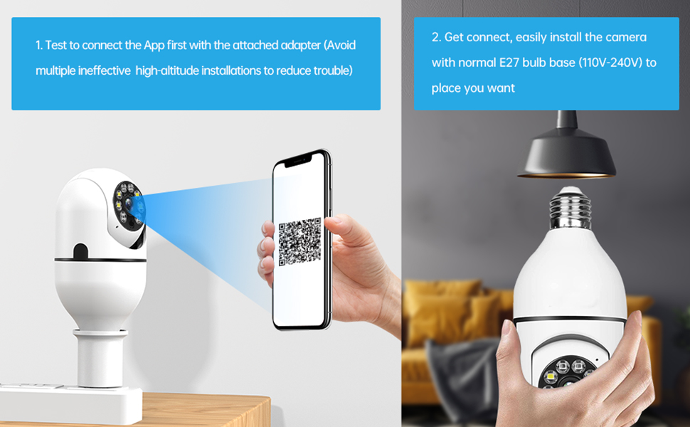 3PACK Light Socket Security Camera,Light Bu LB Security Camera WiFi