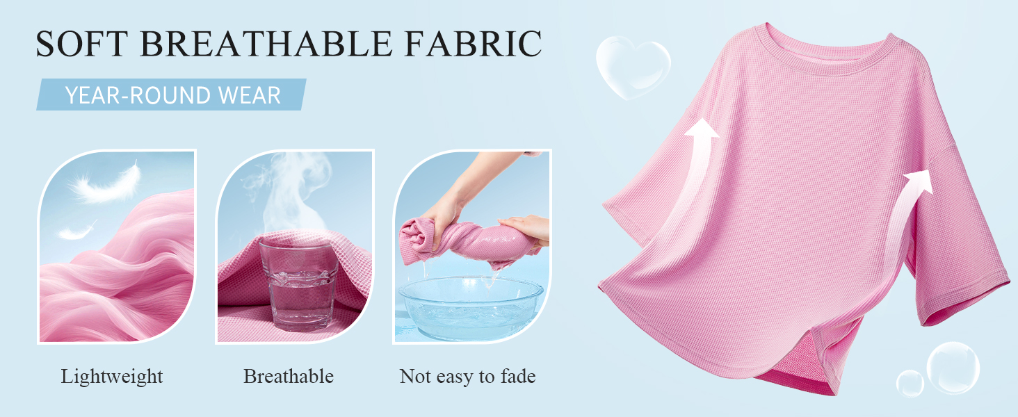 Womens Lounge Set 2 Piece Outfits Crewneck 3/4 Sleeve Tops and Shorts Casual Pajamas Sets