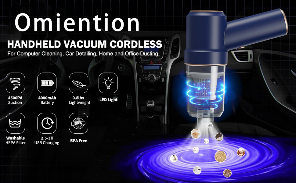 Car Vacuum Cleaner Cordless, Rechargeable Handheld Vacuum&Air Duster