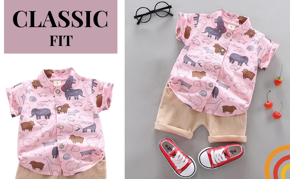 Vikita Enterprise Boys' Printed Cotton Blend Shirt & Shorts Set.