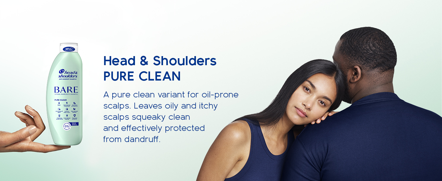 Head & Shoulders Anti dandruff Shampoo, Pure Clean, Sulphate free, 2 x 400 ml, Duo Pack. Bare