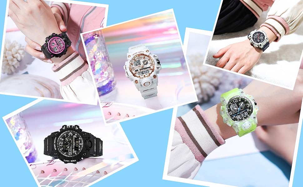 digital analog watch for women outdoor fashion cool colorful watch