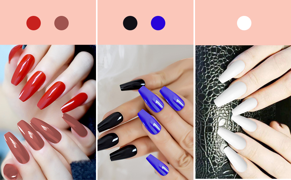 colorful long press on false nails coffin glossy