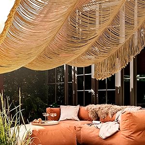 macrame curtain garden